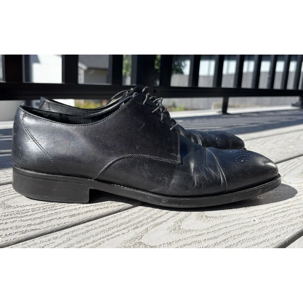 Salvatore Ferragamo Black Leather Oxford Lace Up Shoes‎ Men's Size 9.5 2E